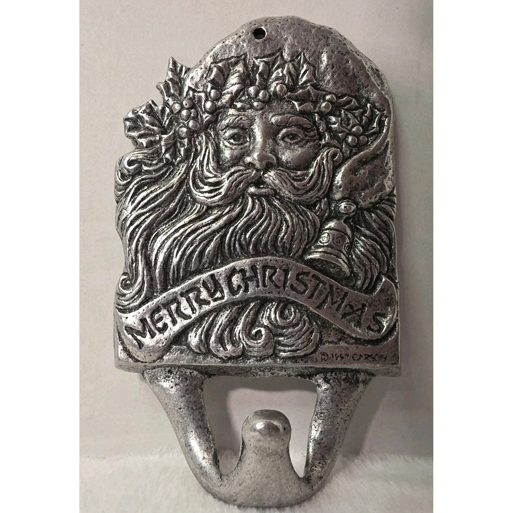 Vintage 1994 Carson Pewter Christmas‎ Santa Claus Hook 5" Long Silver Tone Metal